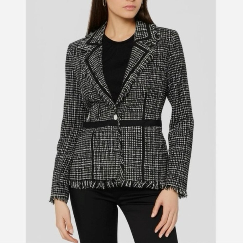 Bisou Bisou Blazer black and white tweed size 2